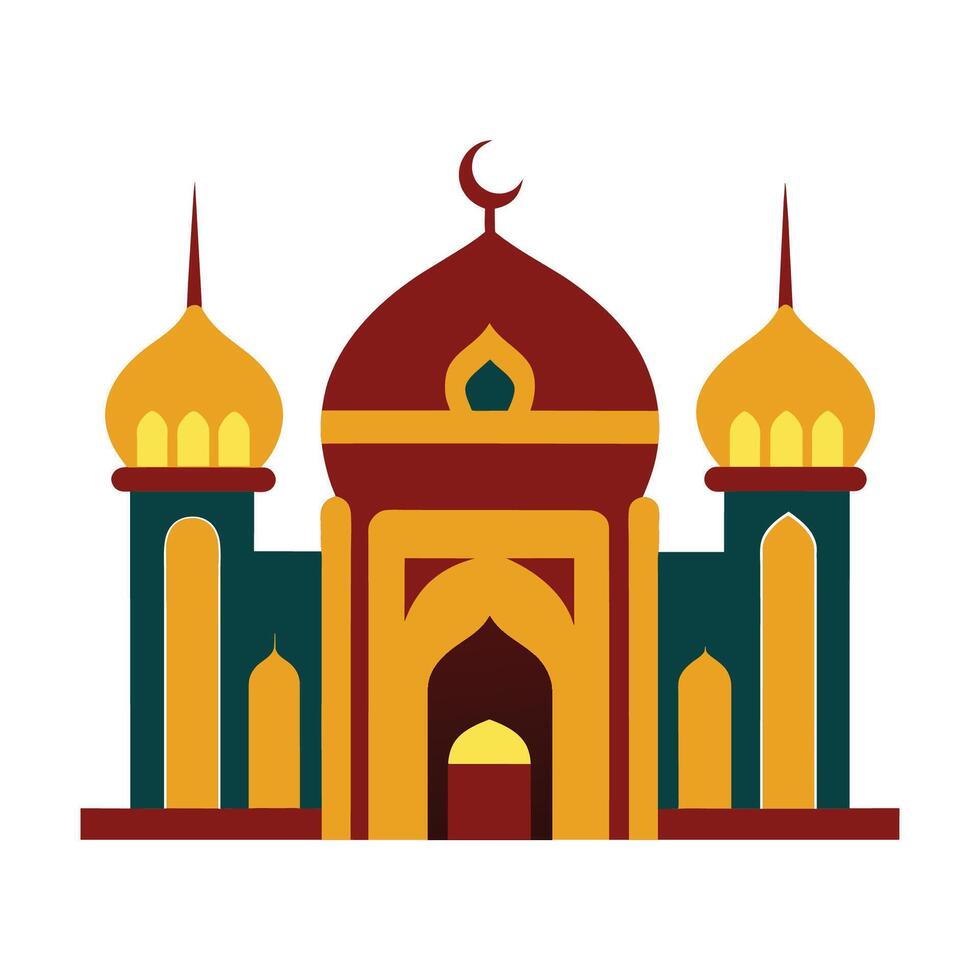 Islamic Mosque Silhouette with Gradient Color. Ramadan Kareem Mosque on White Background vector