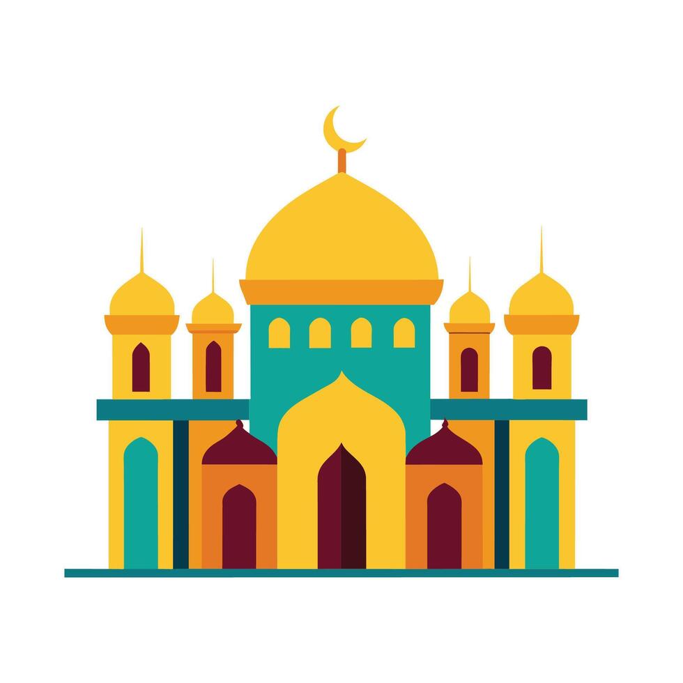 Islamic Mosque Silhouette with Gradient Color. Ramadan Kareem Mosque on White Background vector