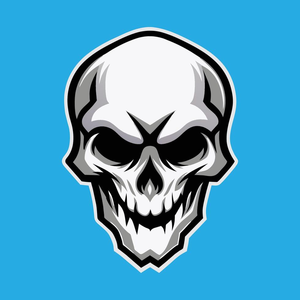 Skull emblem logo. Agressive demonic horned skull. vector