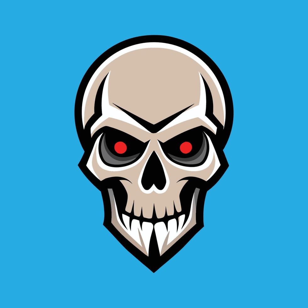 Skull emblem logo. Agressive demonic horned skull. vector