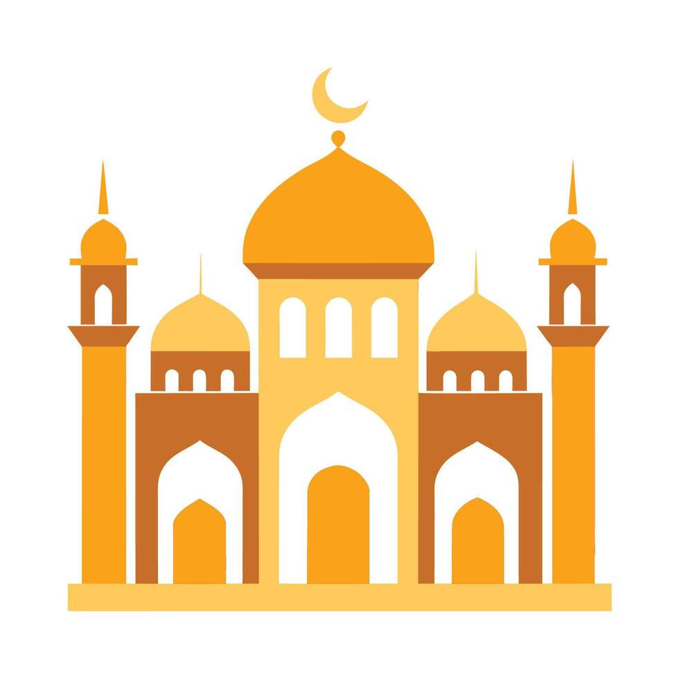 Islamic Mosque Silhouette with Gradient Color. Ramadan Kareem Mosque on White Background vector