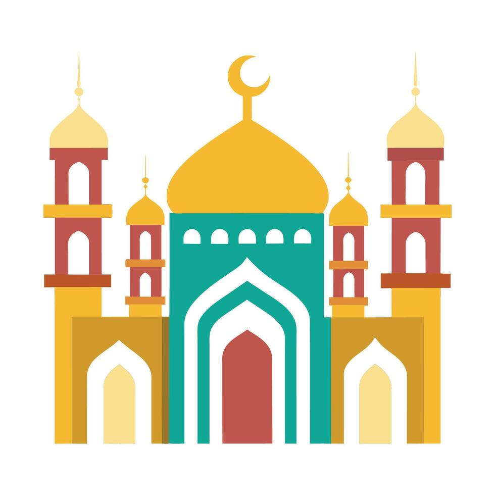 Islamic Mosque Silhouette with Gradient Color. Ramadan Kareem Mosque on White Background vector