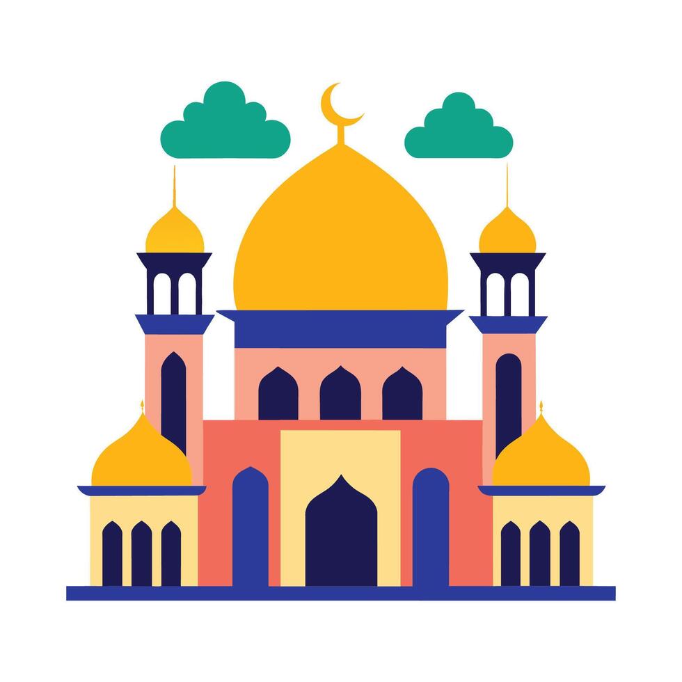 Islamic Mosque Silhouette with Gradient Color. Ramadan Kareem Mosque on White Background vector