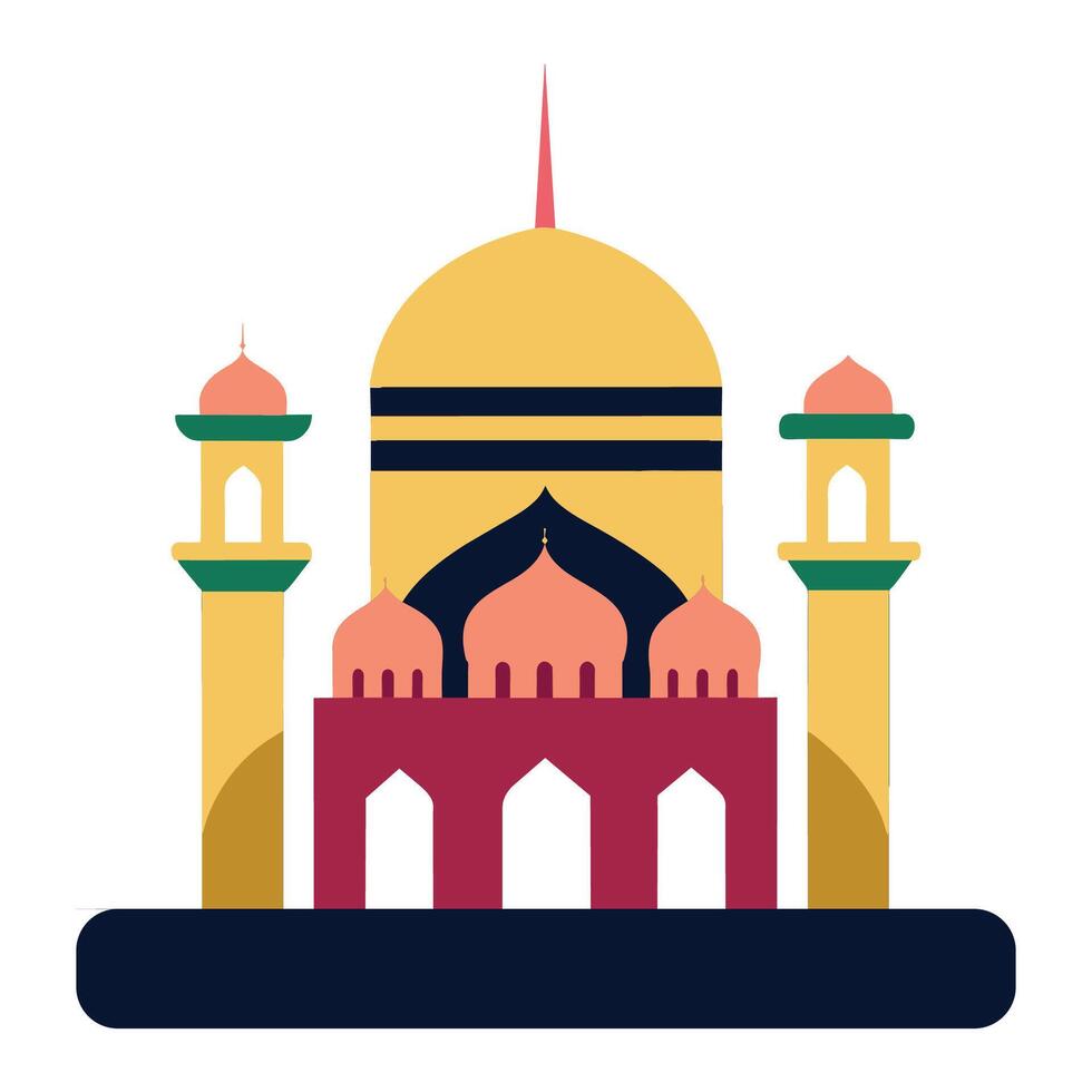 Islamic Mosque Silhouette with Gradient Color. Ramadan Kareem Mosque on White Background vector