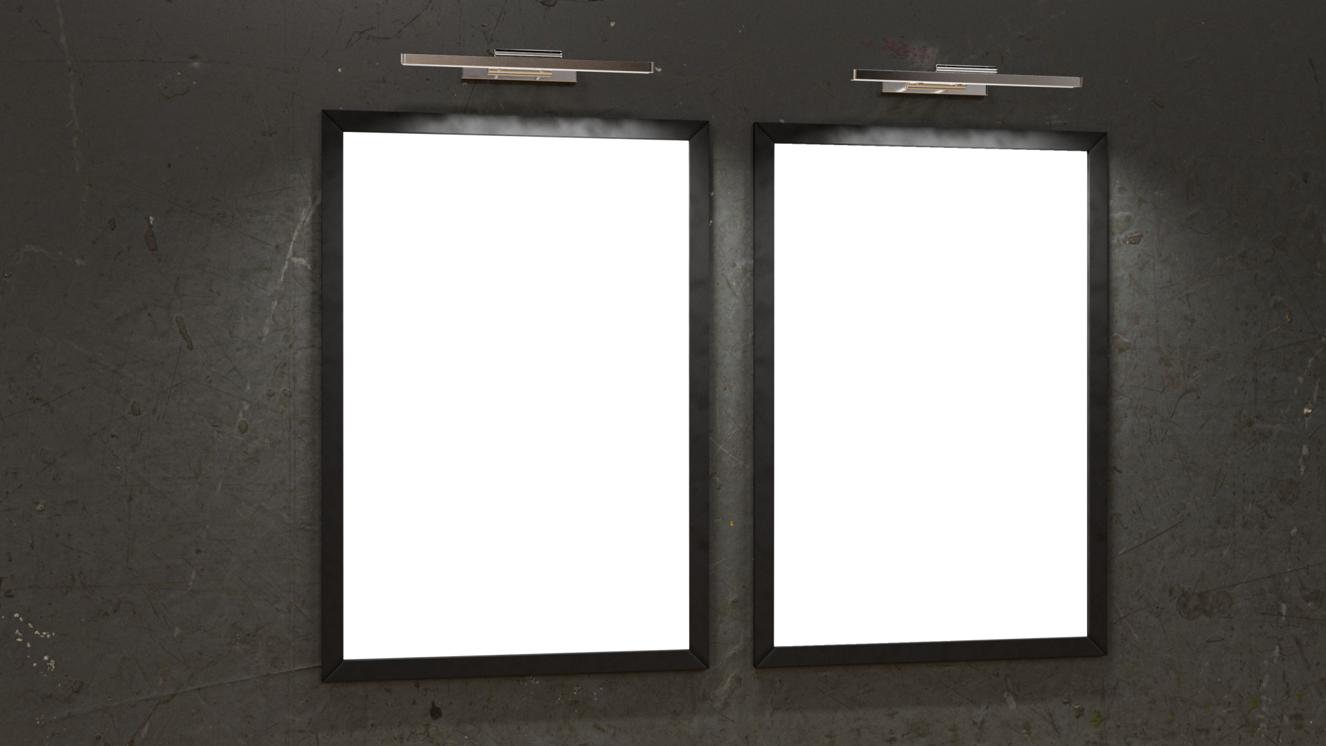 Two blank frames on concrete wall gallery mockup 45385349 PNG