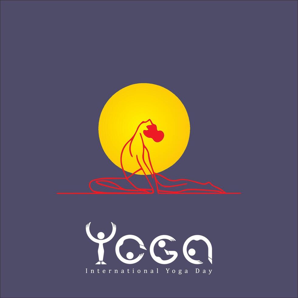 yoga day background with meditation and other yoga pose vector