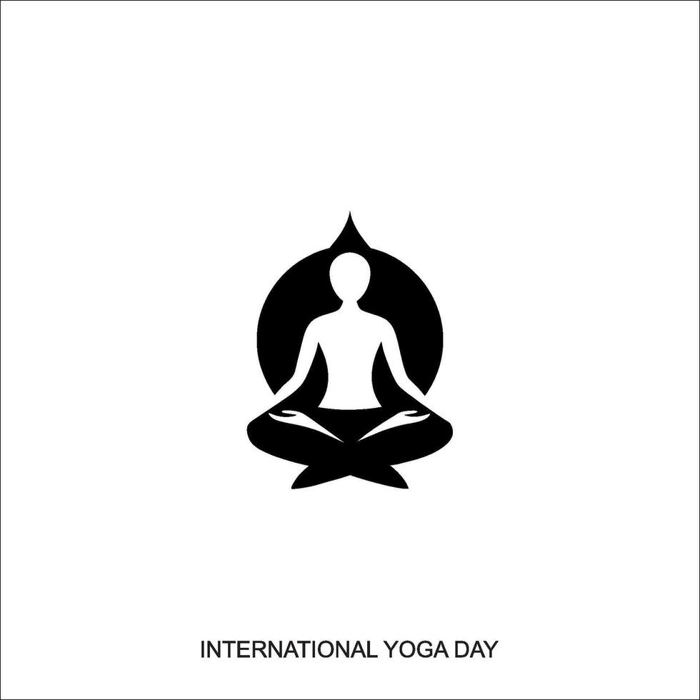 yoga day background with meditation and other yoga pose vector