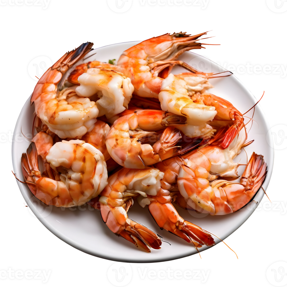 Roasted peeled prawn, Grilled shrimp isolated on transparent background, cut out, or clipping path. png