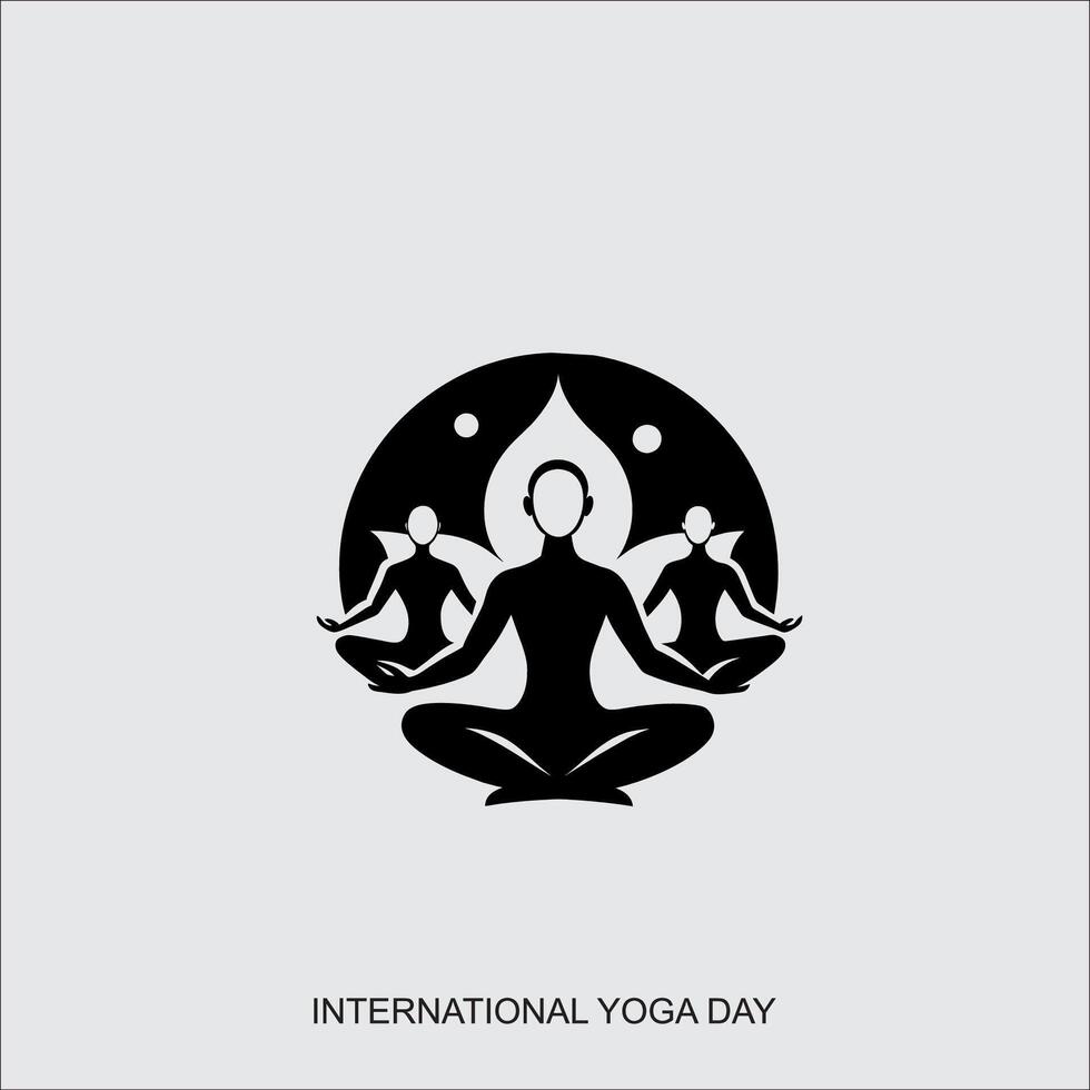 yoga day background with meditation and other yoga pose vector