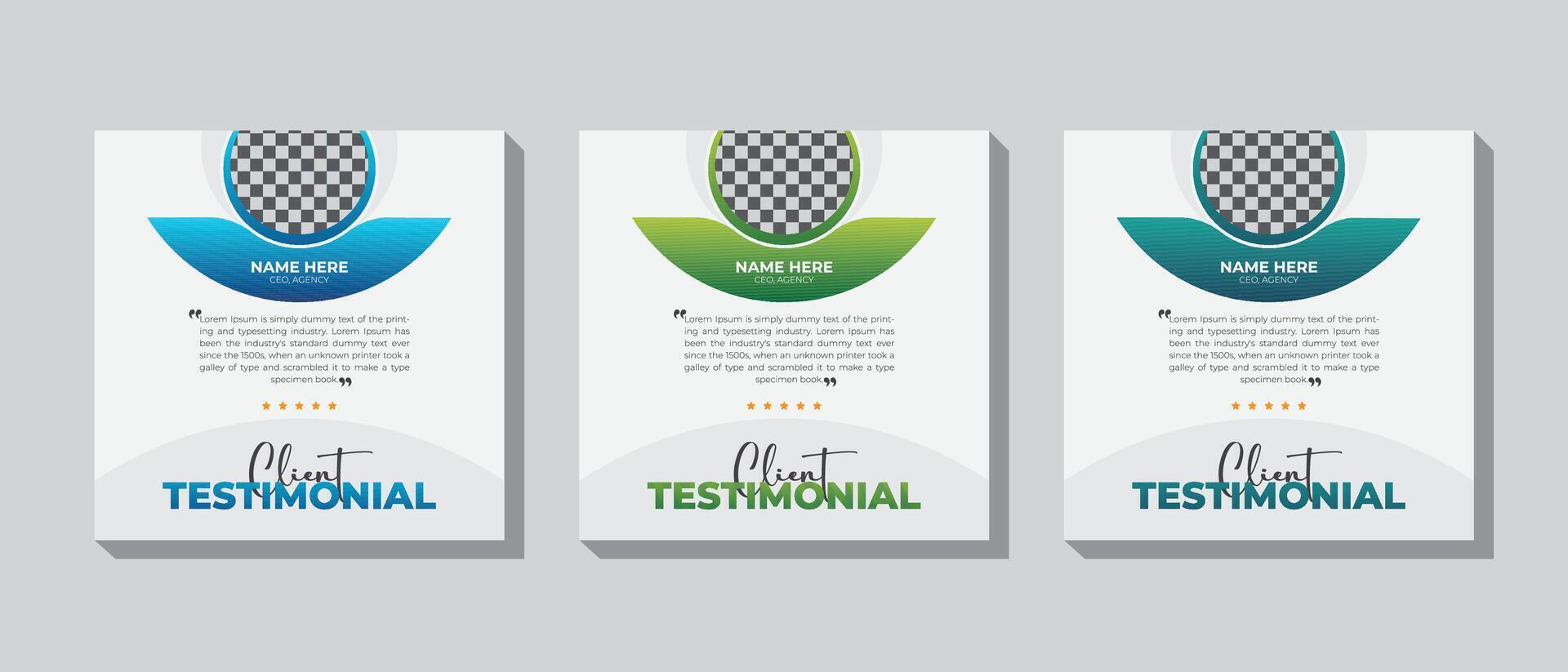 Simple shapes business-related expert client testimonials, vibrant design vector