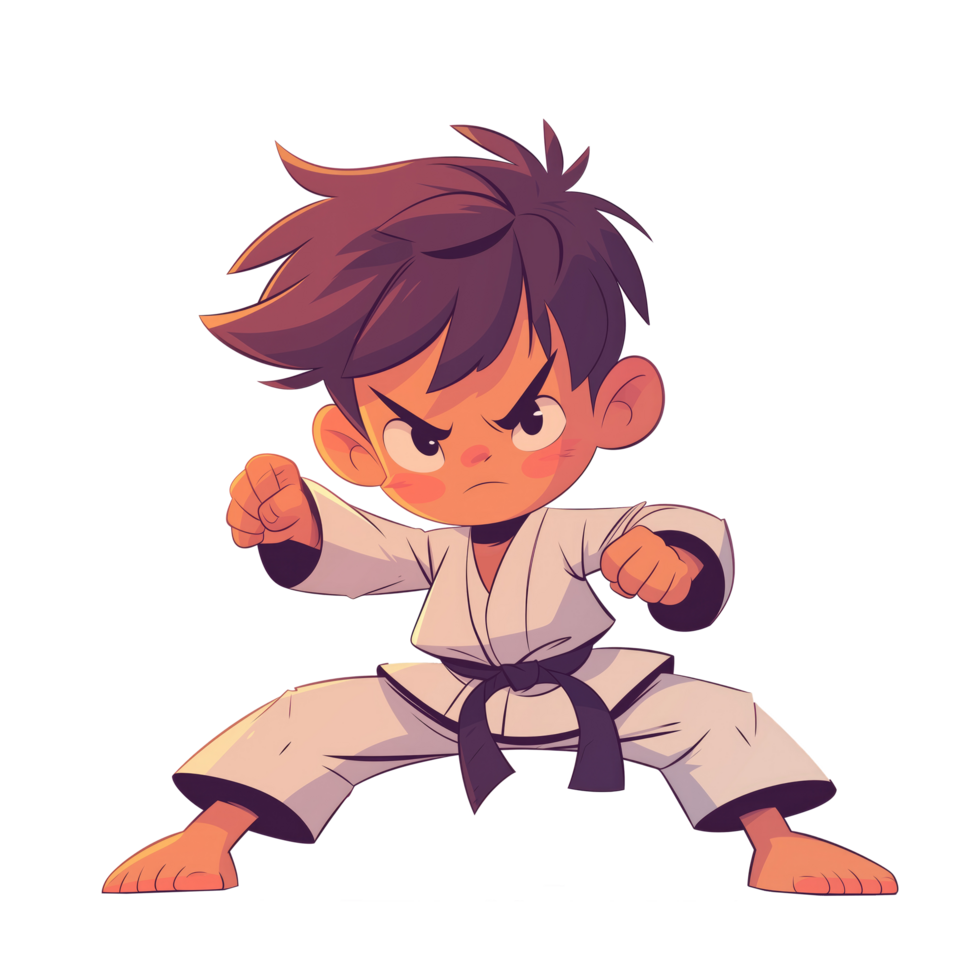 Little boy in karate uniform png