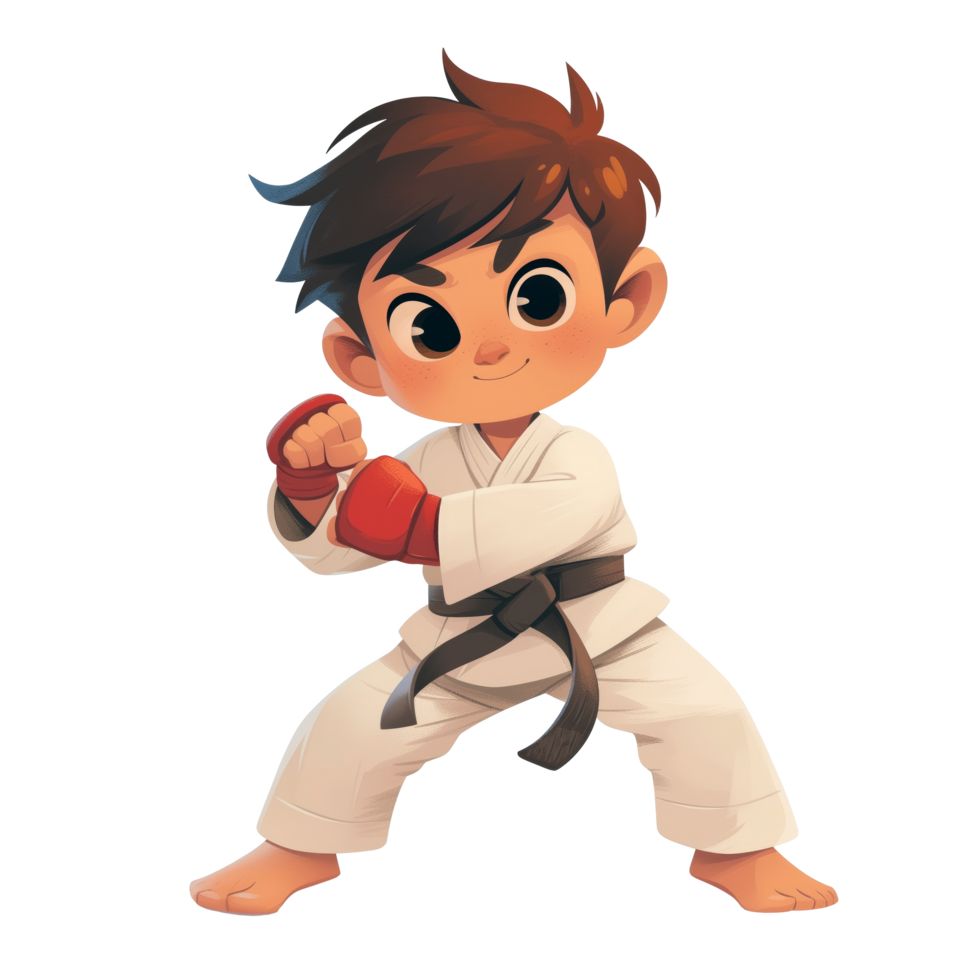Young boy practicing karate png