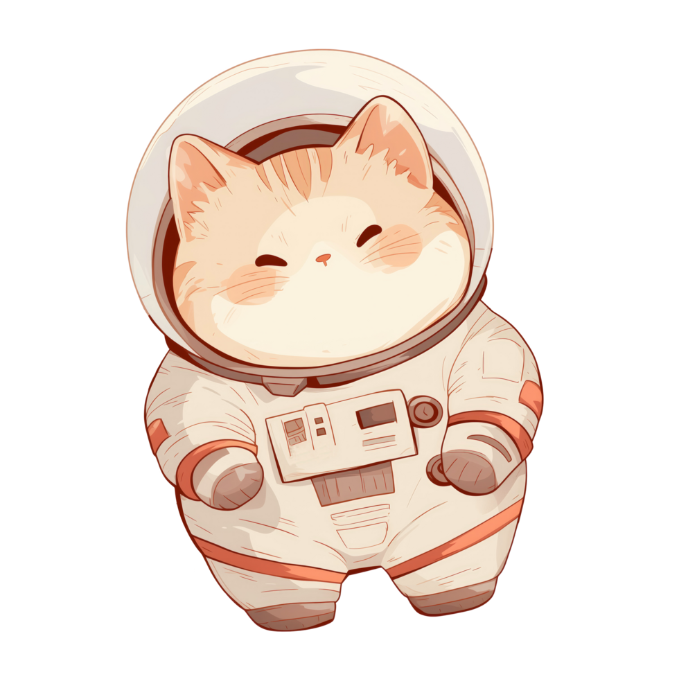 Little fat cat wearing astronaut suit png