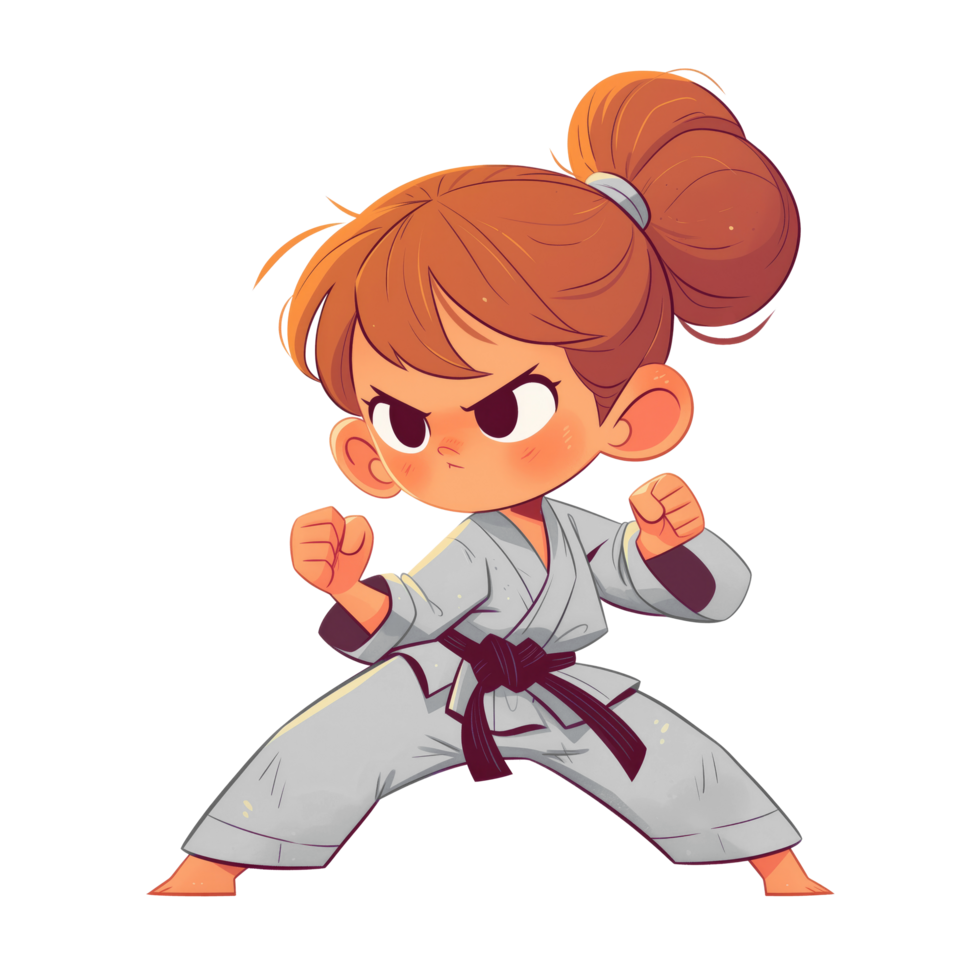 Cute young girl practice karate png
