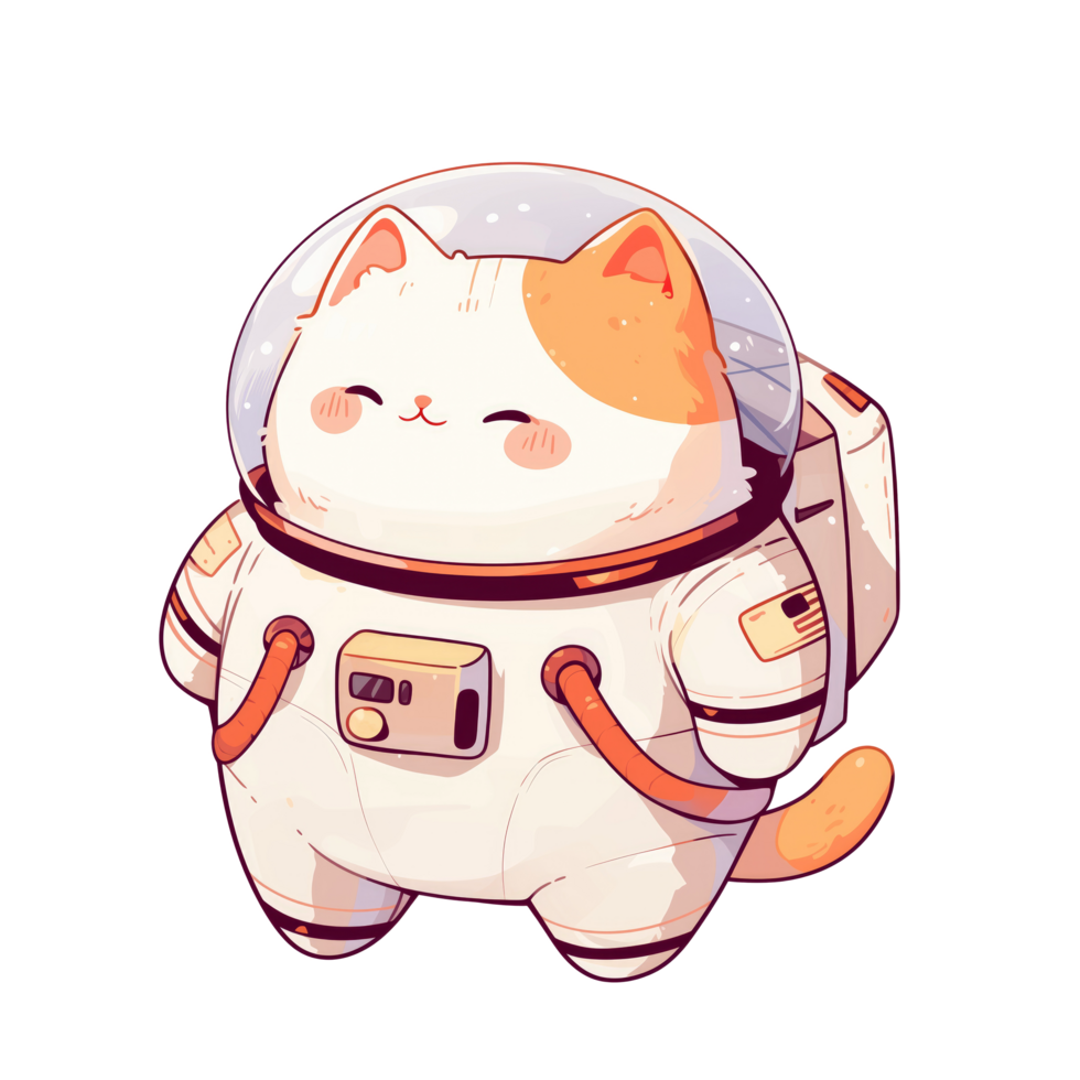 Adorable fat cat wearing space suit png