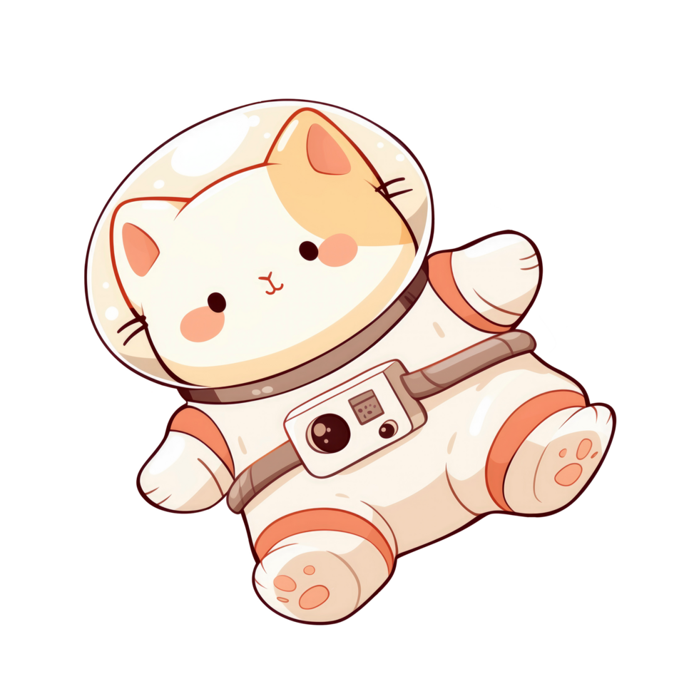 Illustration of cute cat wearing space suit png