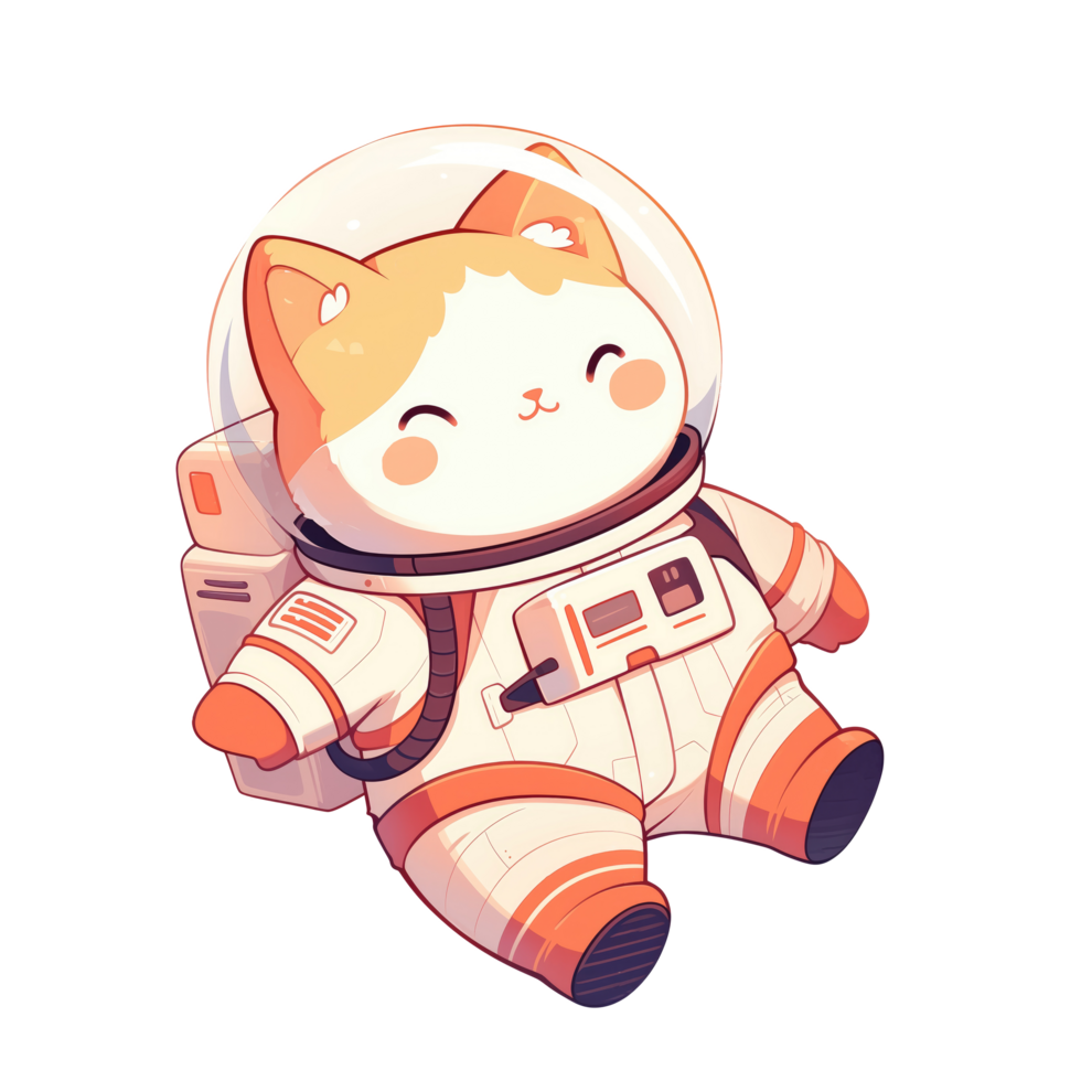 Cute cat wearing space suit png