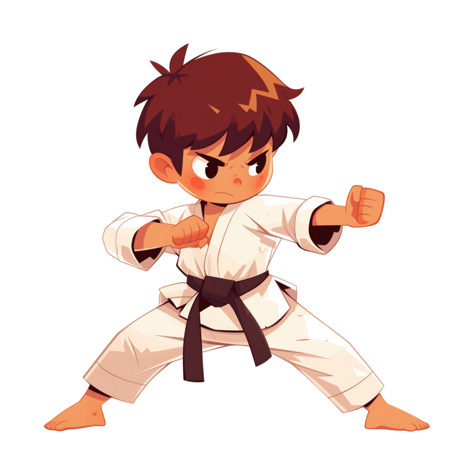 Cartoon cute little karate kid png