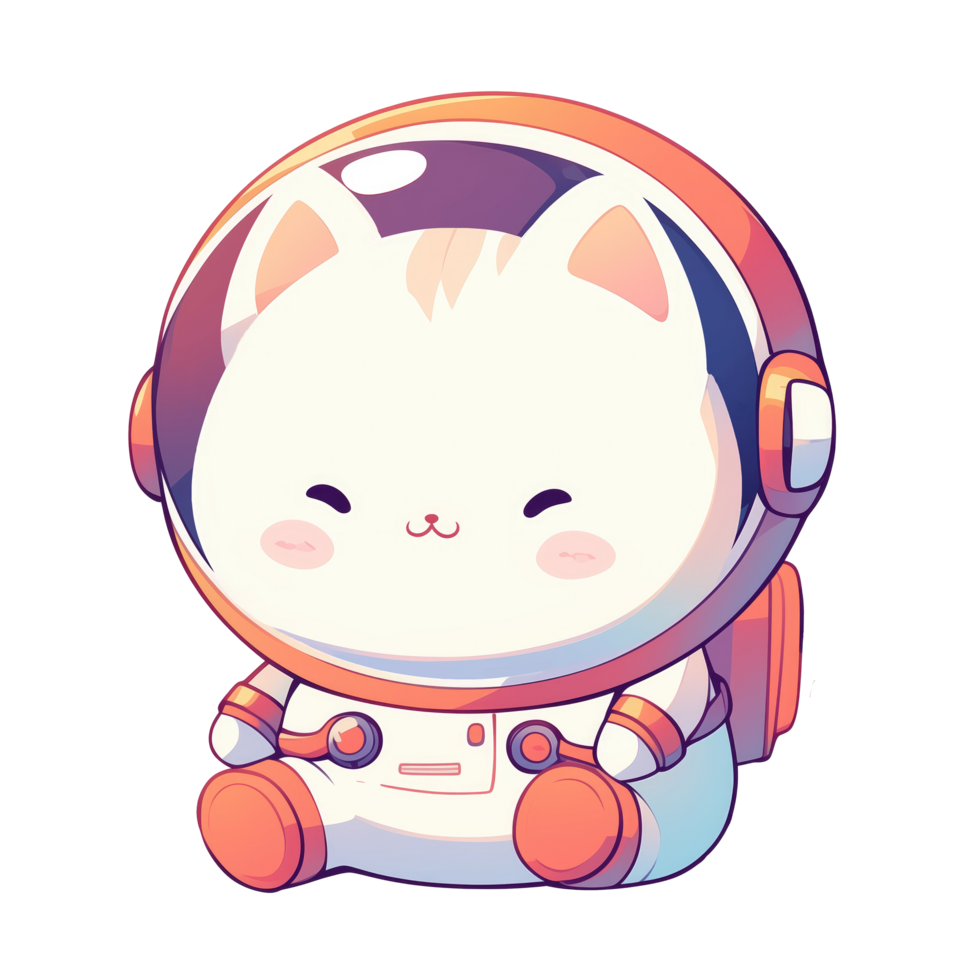 Cute cat astronaut wearing space suit png