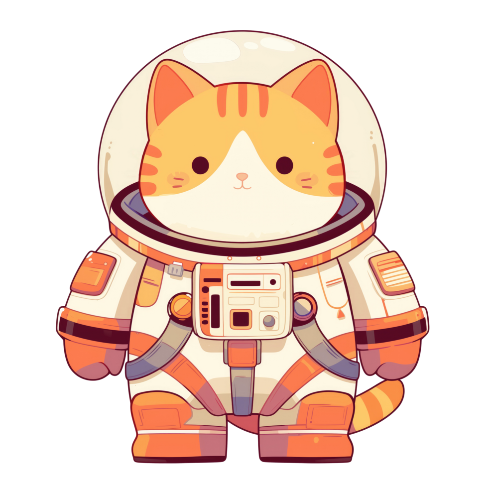 Cute kitty cat astronaut cartoon illustration png