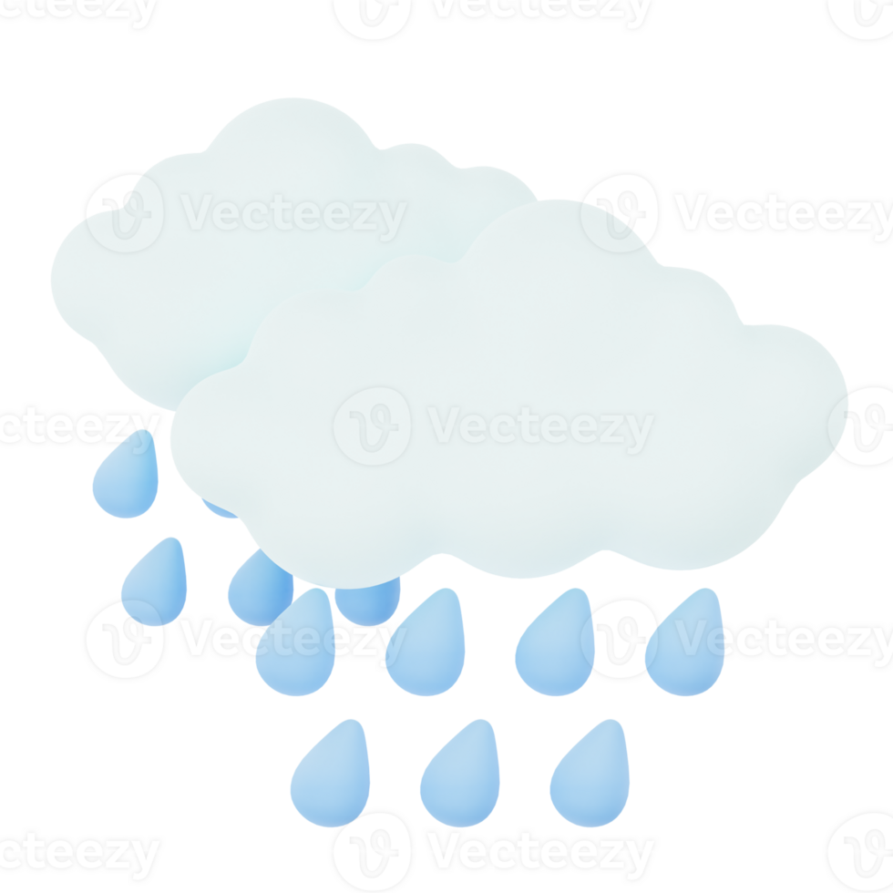 Cloudy Raindrop drizzling 3d render weather icons set png