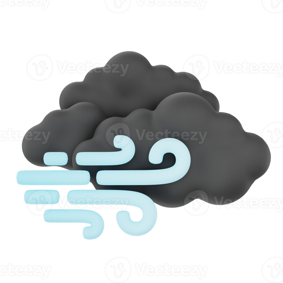 Cloudy windy night 3d render weather icons set png