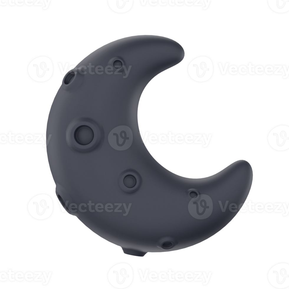 Crescent Moon Night 3d render weather icons set png