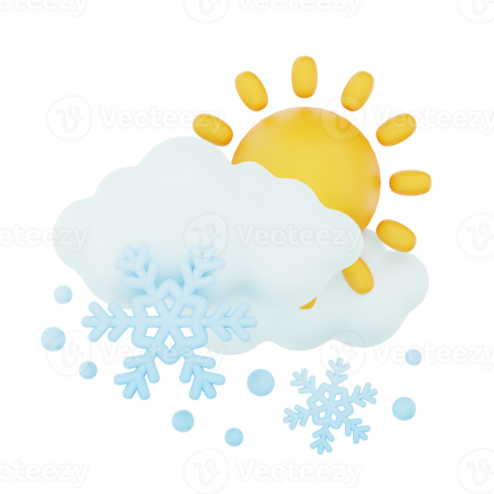 Cloudy hail day 3d render weather icons set png