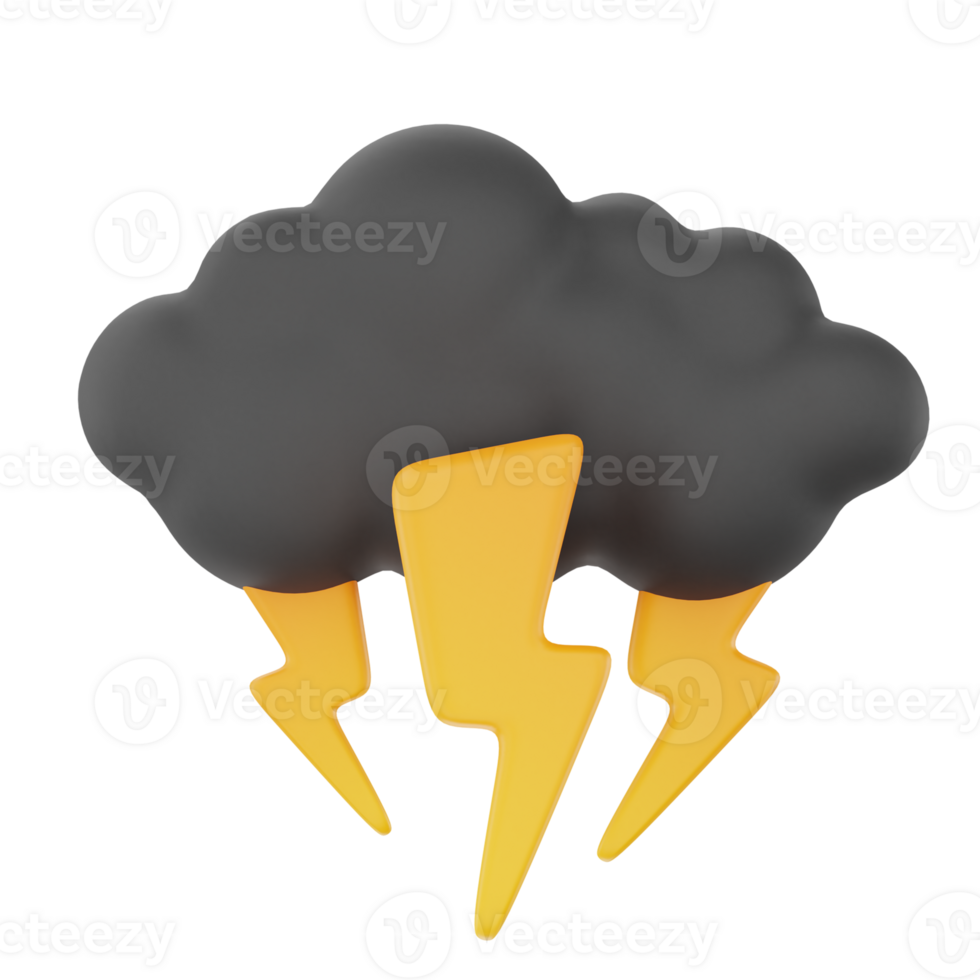 Cloudy thunderstorm 3d render weather icons set png