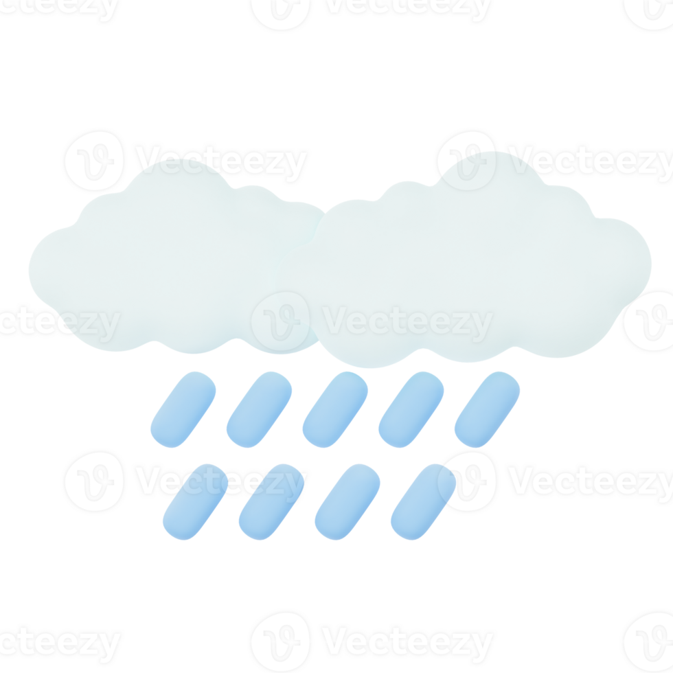 Cloudy heavy rain with rainbow 3d render weather icons set png