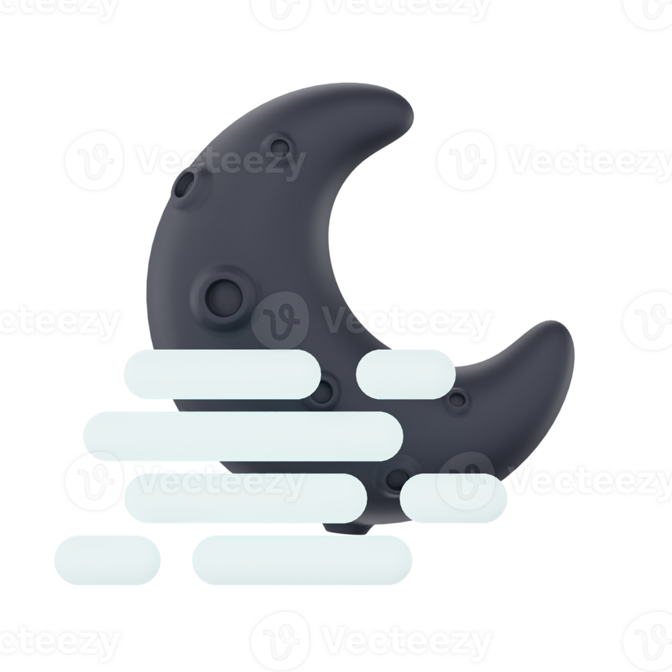Foggy Night 3d render weather icons set png