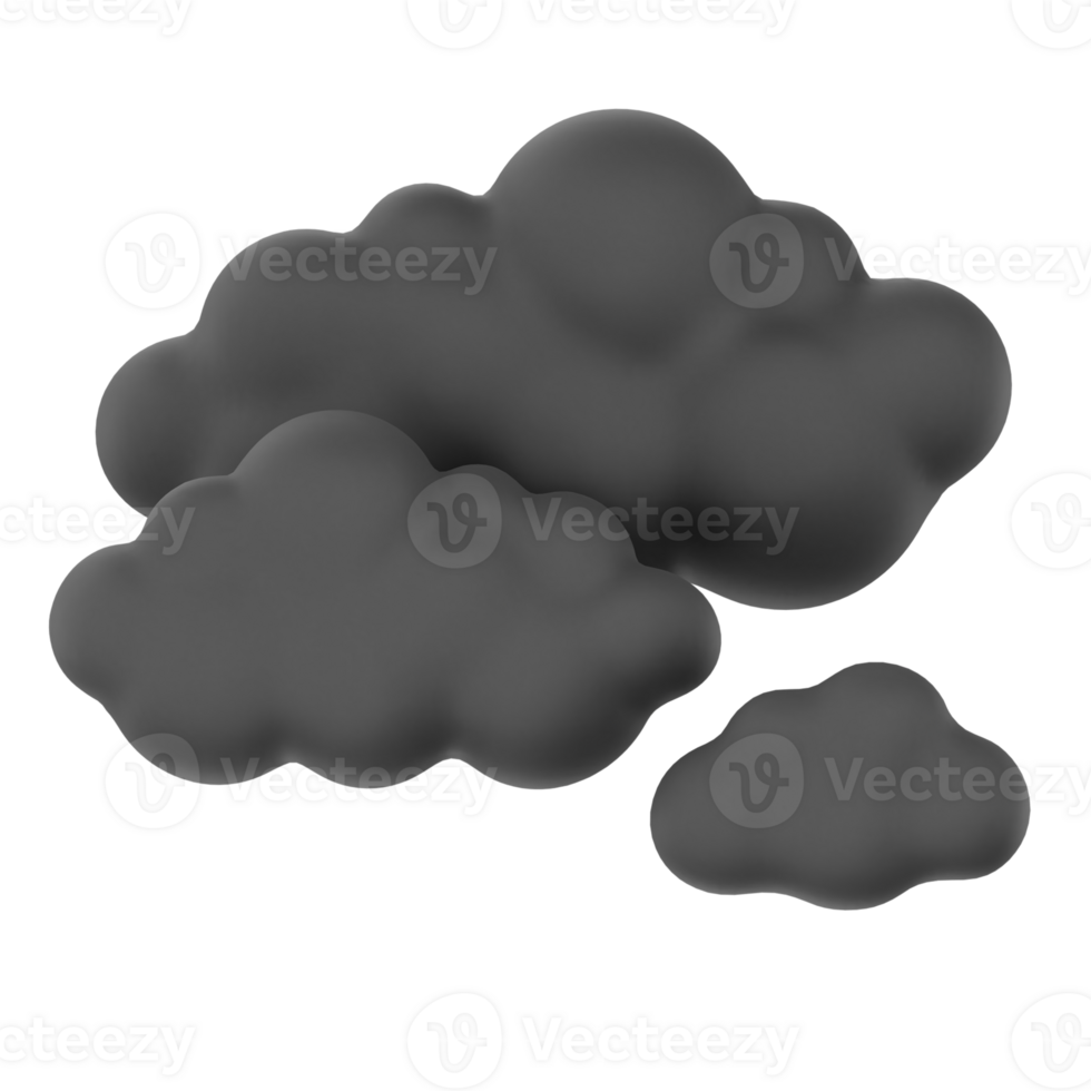 Dark Cloud 3d render weather icons set png