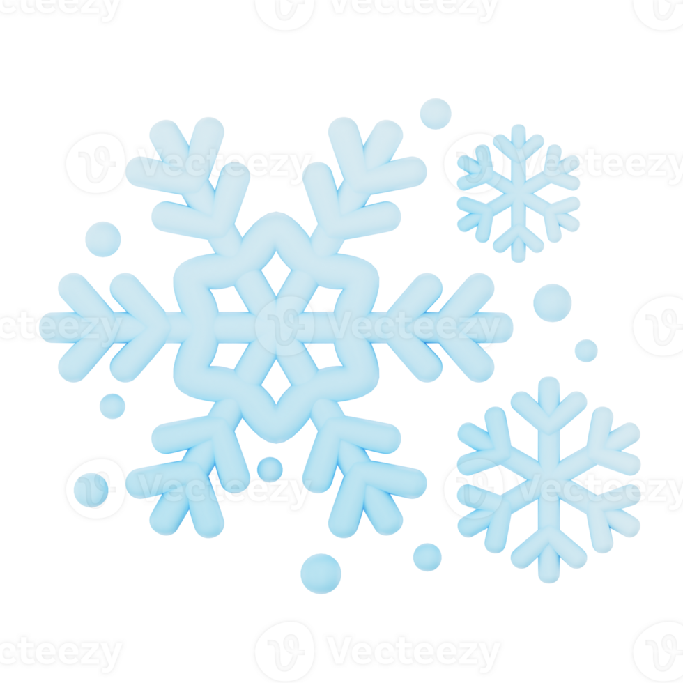 Snowflake 3d render weather icons set png
