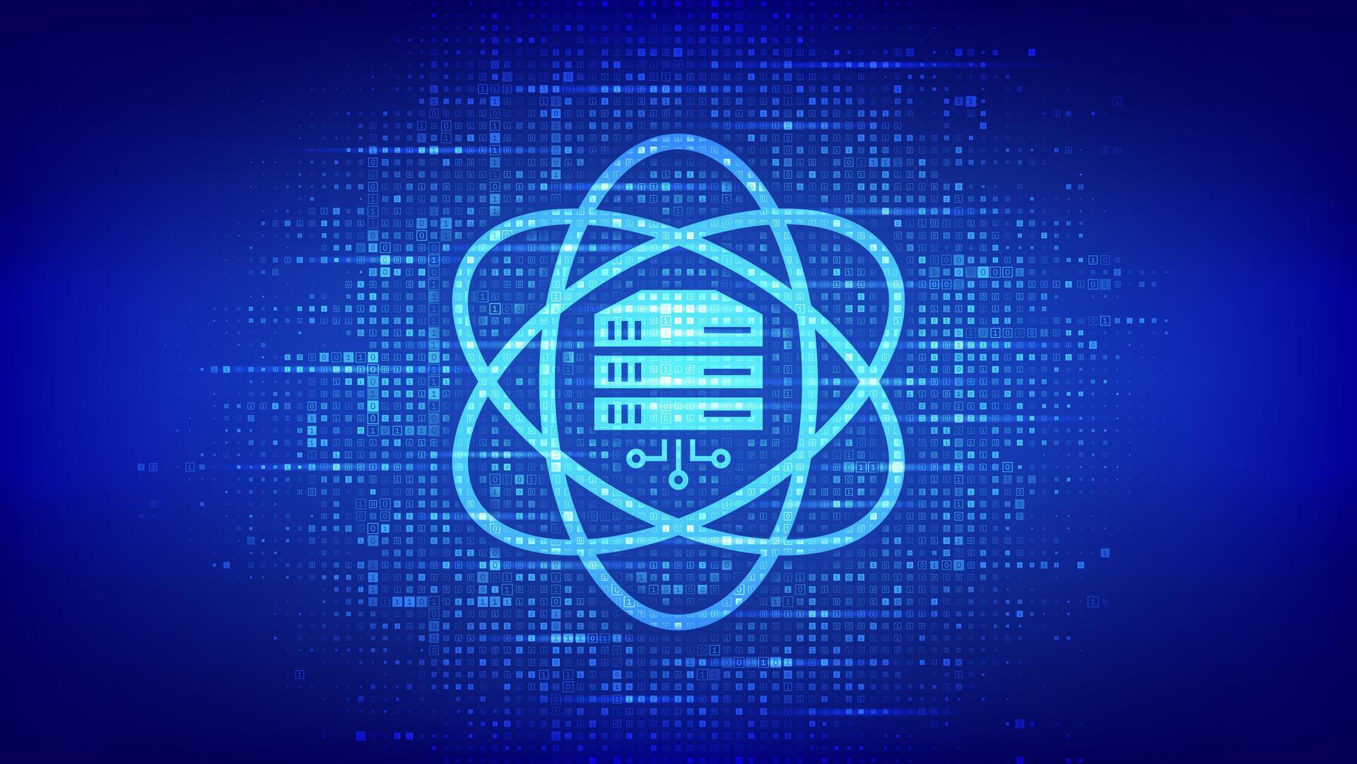 Data Science icon made with binary code. Deep learning. Artificial ...