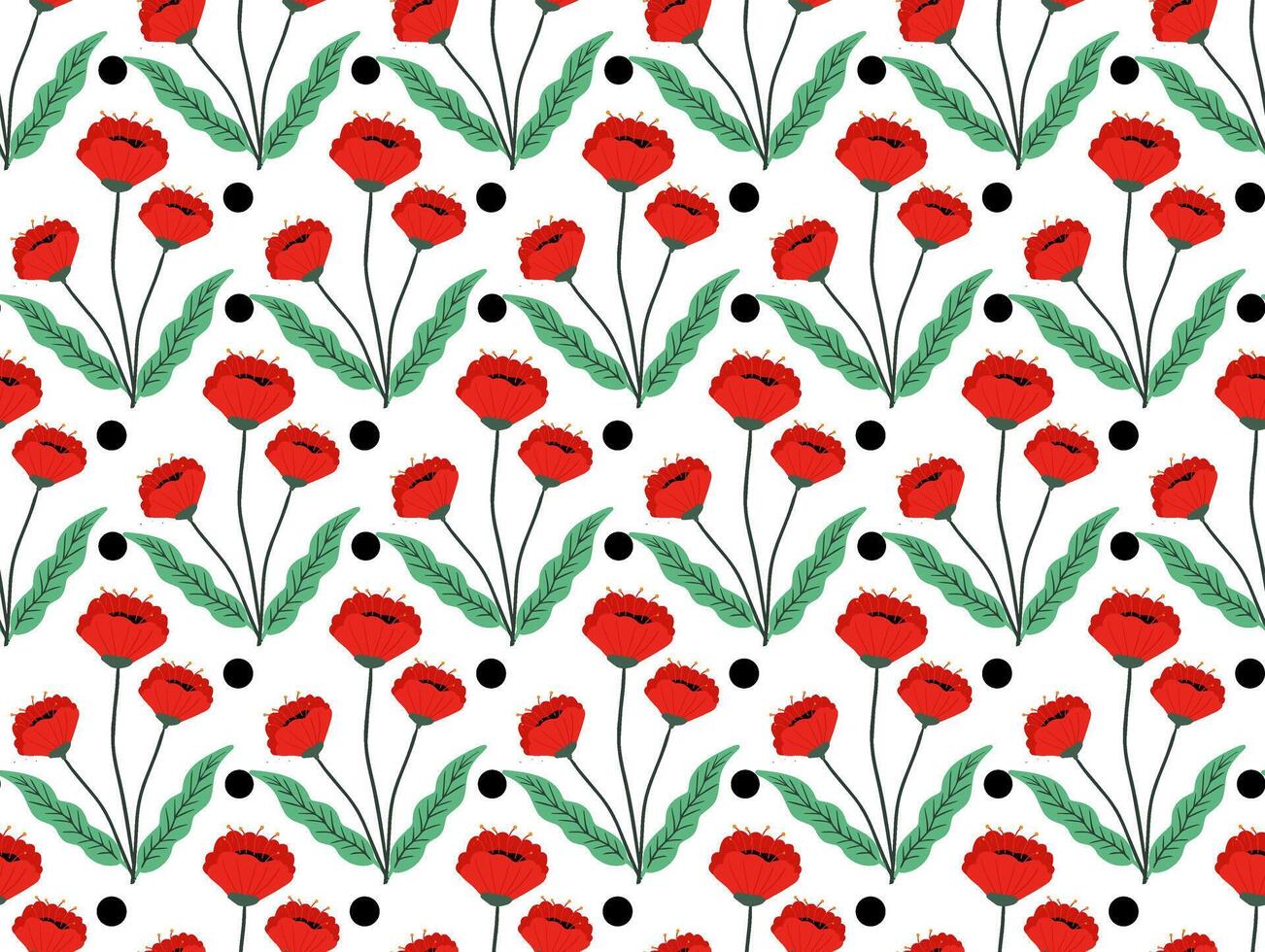 Poppy flower seamless pattern. Red poppies on white background. For textile, wallpapers, print and web design. vector