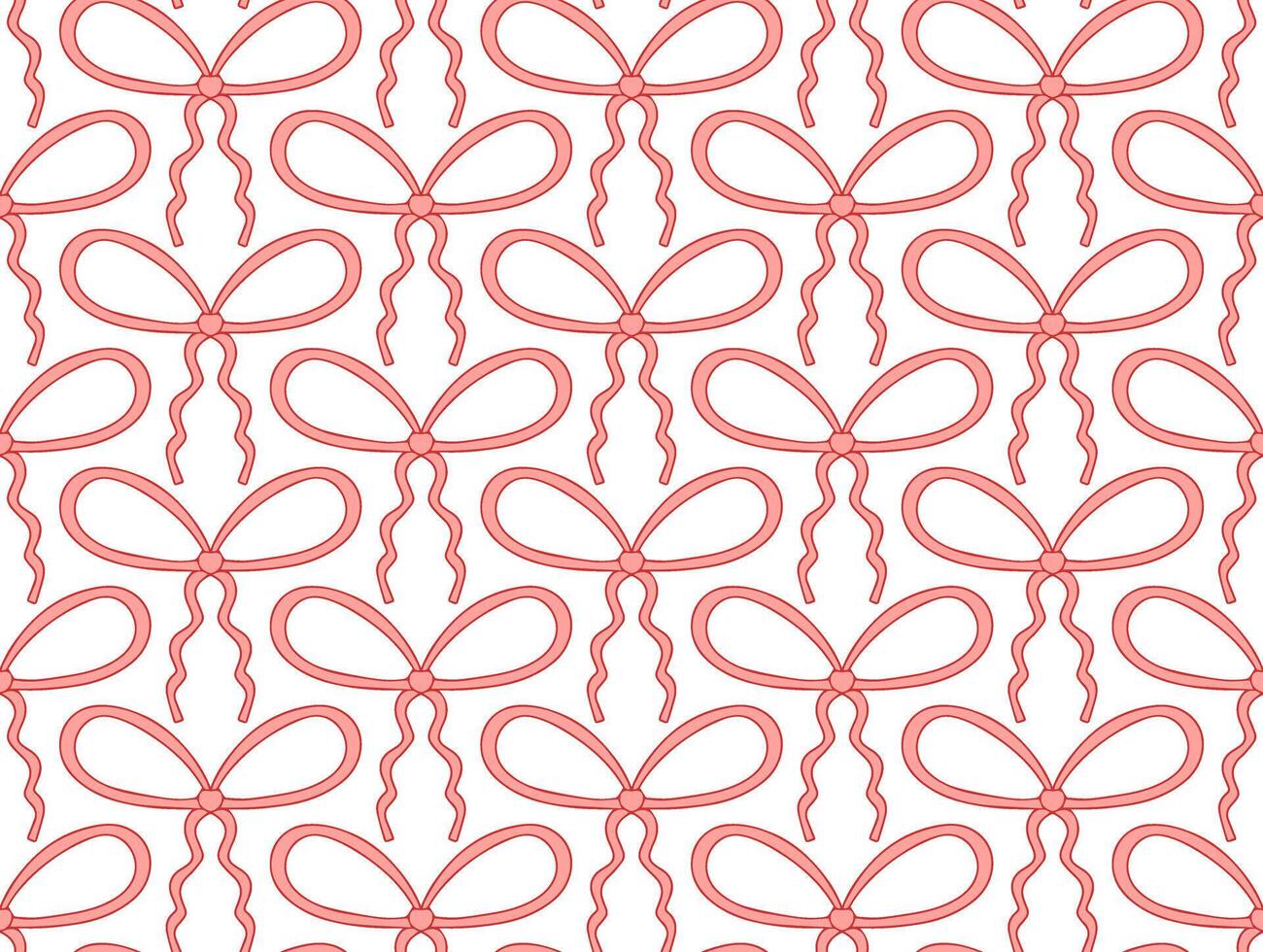 Cute coquette pattern seamless pink ribbon bow isolated on white background. illustration. vector