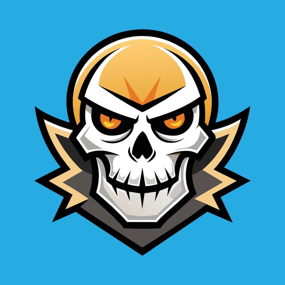 Skull emblem logo. Agressive demonic horned skull. vector