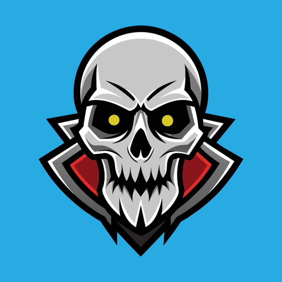 Skull emblem logo. Agressive demonic horned skull. vector