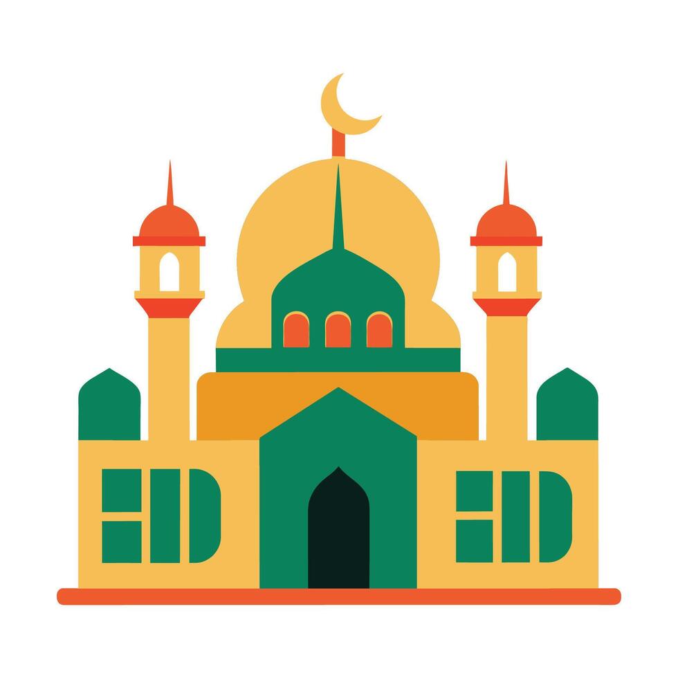 Islamic Mosque Silhouette with Gradient Color. Ramadan Kareem Mosque on White Background vector