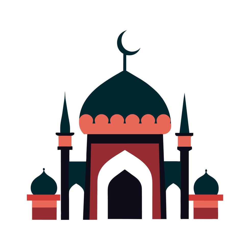 Islamic Mosque Silhouette with Gradient Color. Ramadan Kareem Mosque on White Background vector