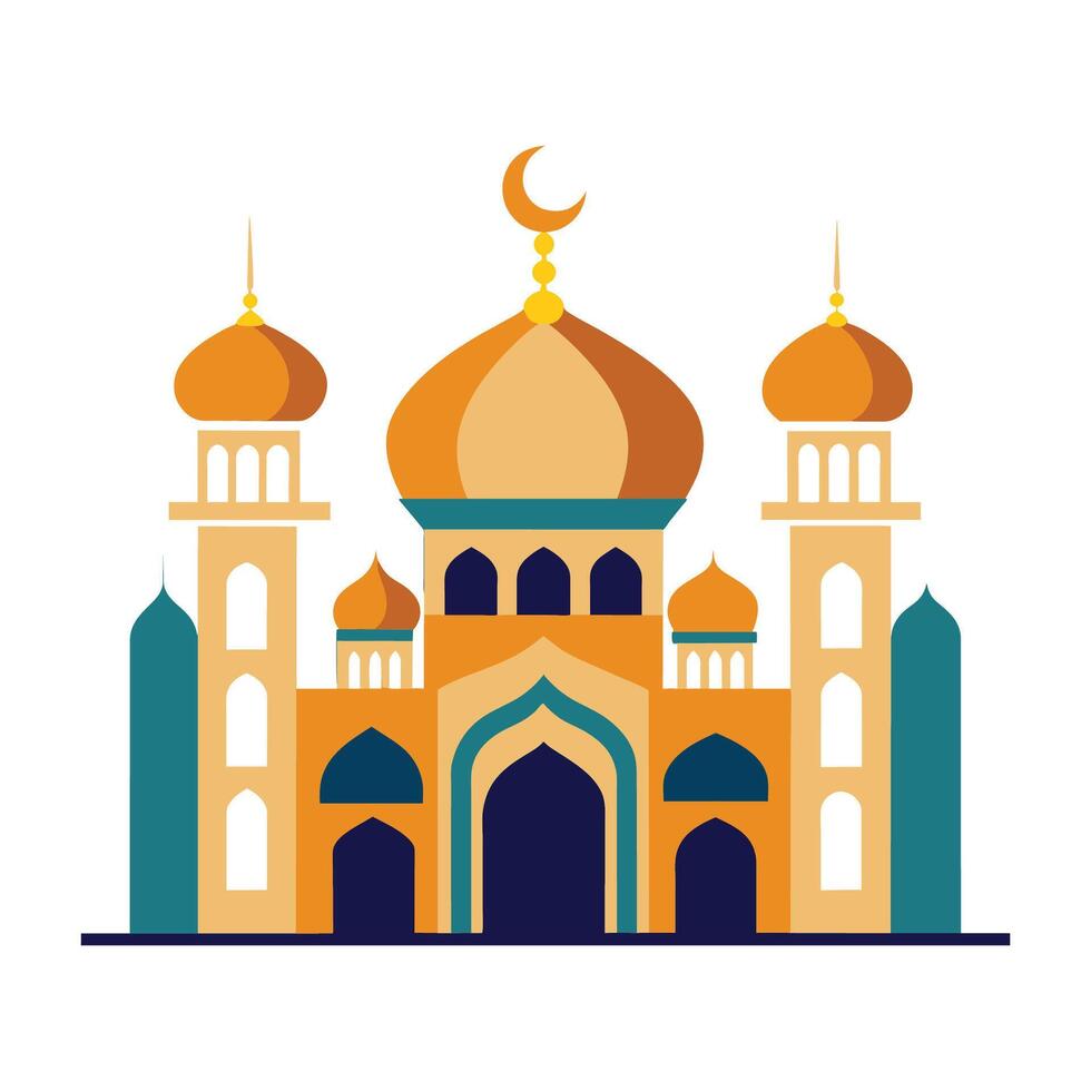 Islamic Mosque Silhouette with Gradient Color. Ramadan Kareem Mosque on White Background vector