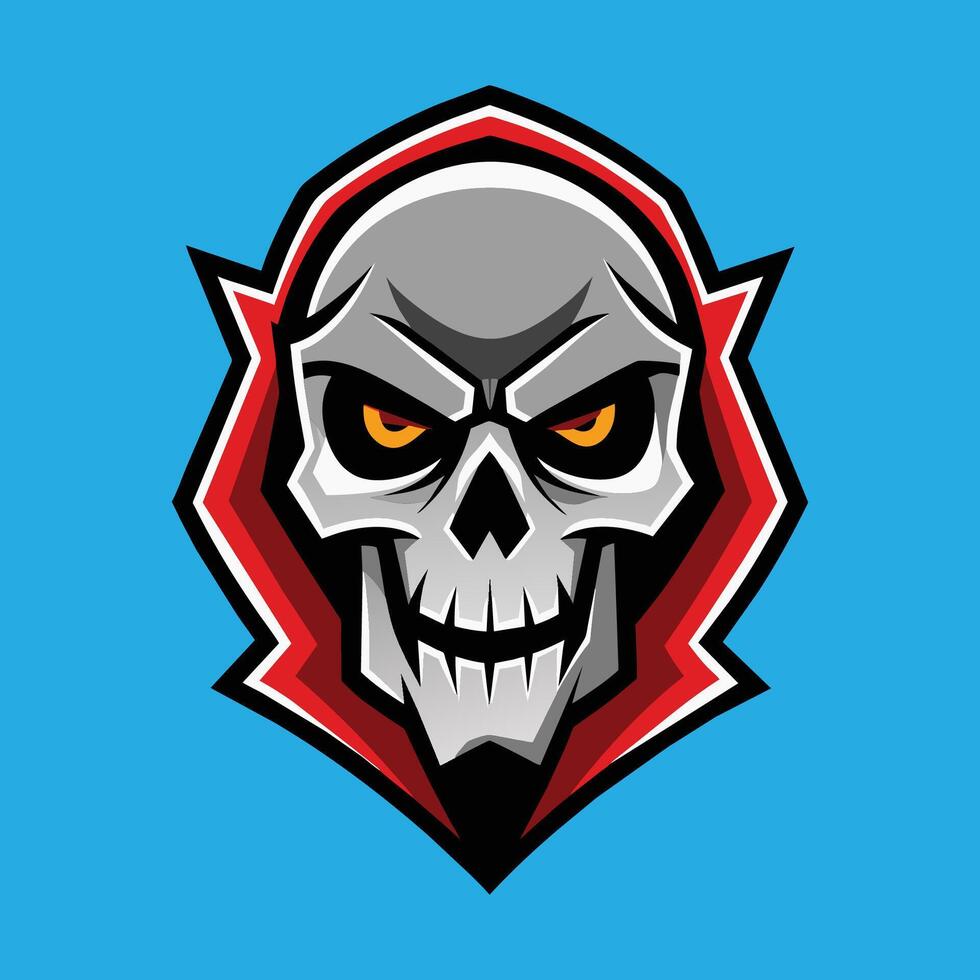 Skull emblem logo. Agressive demonic horned skull. vector