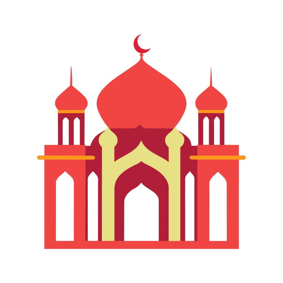 Islamic Mosque Silhouette with Gradient Color. Ramadan Kareem Mosque on White Background vector