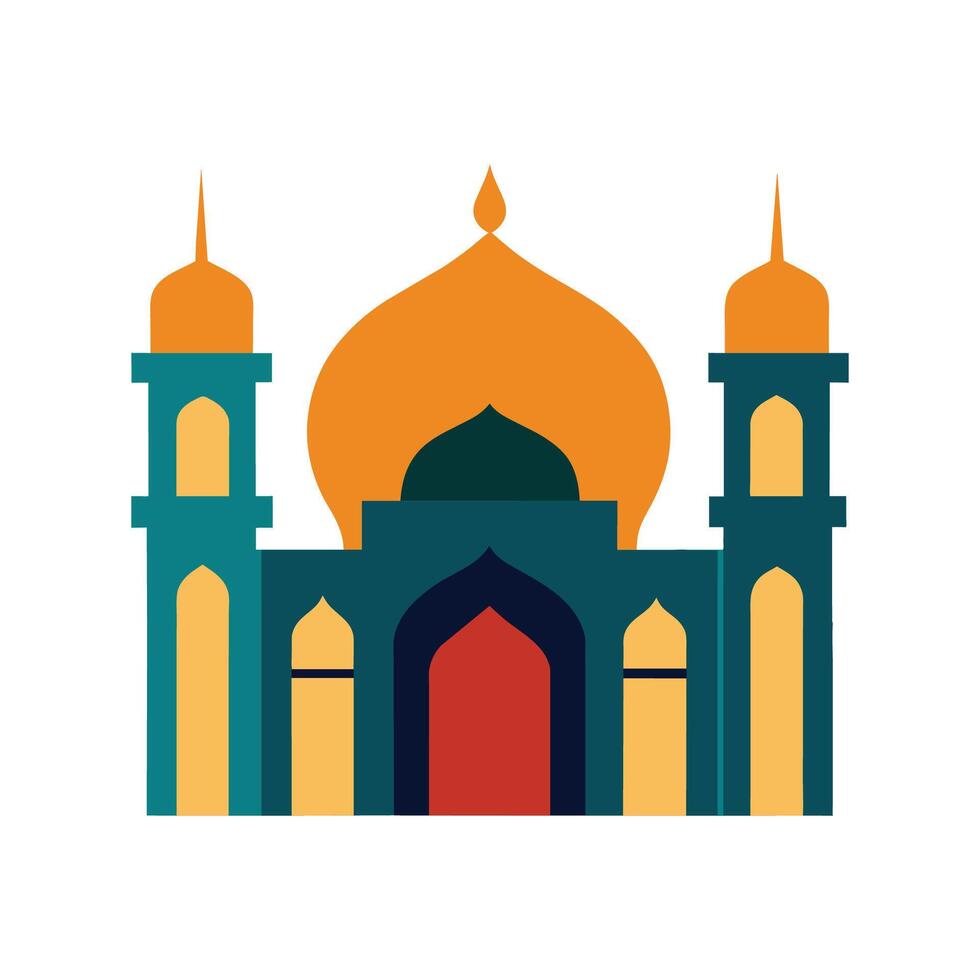 Islamic Mosque Silhouette with Gradient Color. Ramadan Kareem Mosque on White Background vector