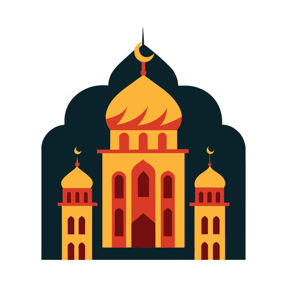 Islamic Mosque Silhouette with Gradient Color. Ramadan Kareem Mosque on White Background vector