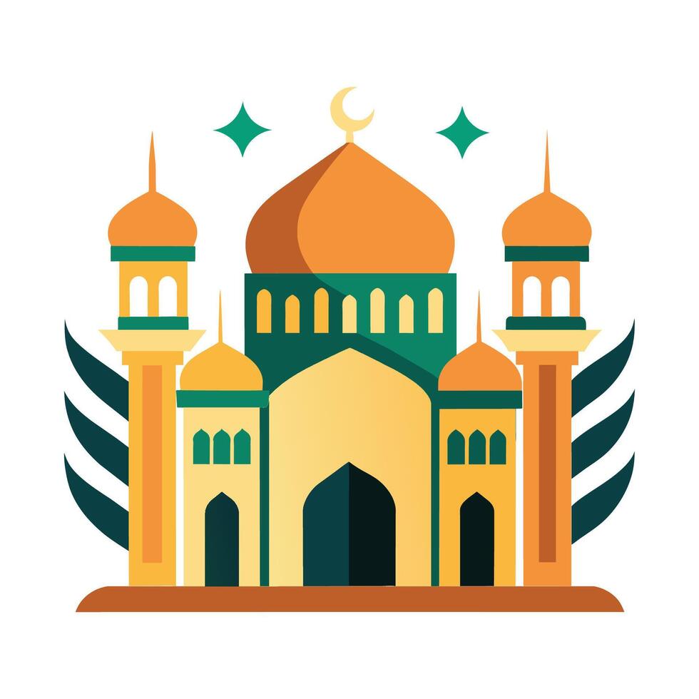 Islamic Mosque Silhouette with Gradient Color. Ramadan Kareem Mosque on White Background vector