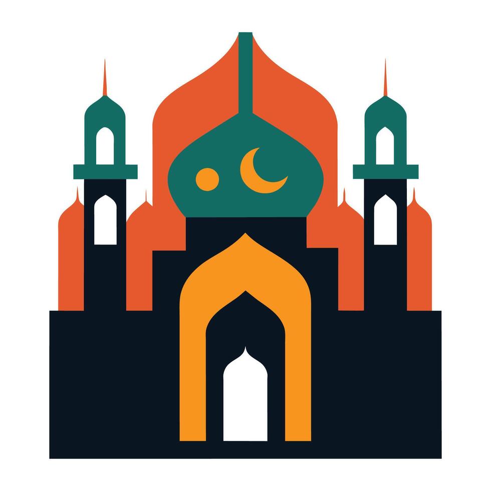 Islamic Mosque Silhouette with Gradient Color. Ramadan Kareem Mosque on White Background vector