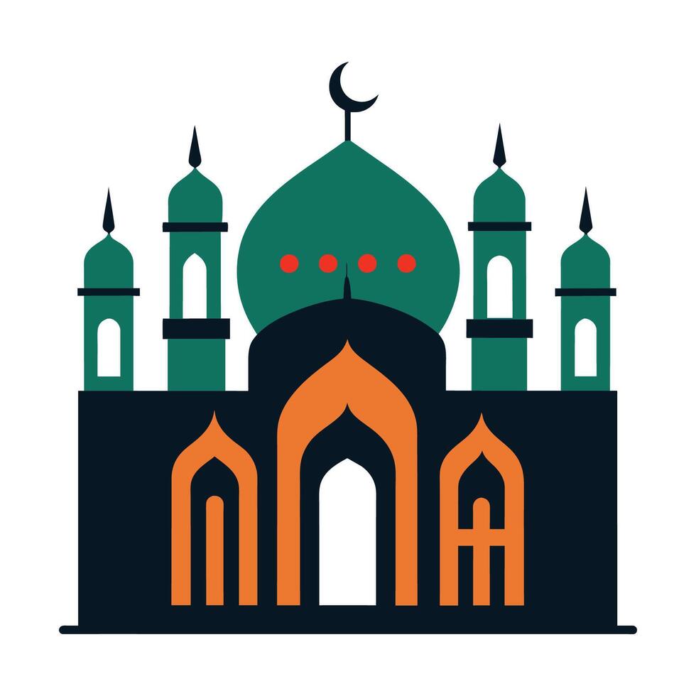 Islamic Mosque Silhouette with Gradient Color. Ramadan Kareem Mosque on White Background vector