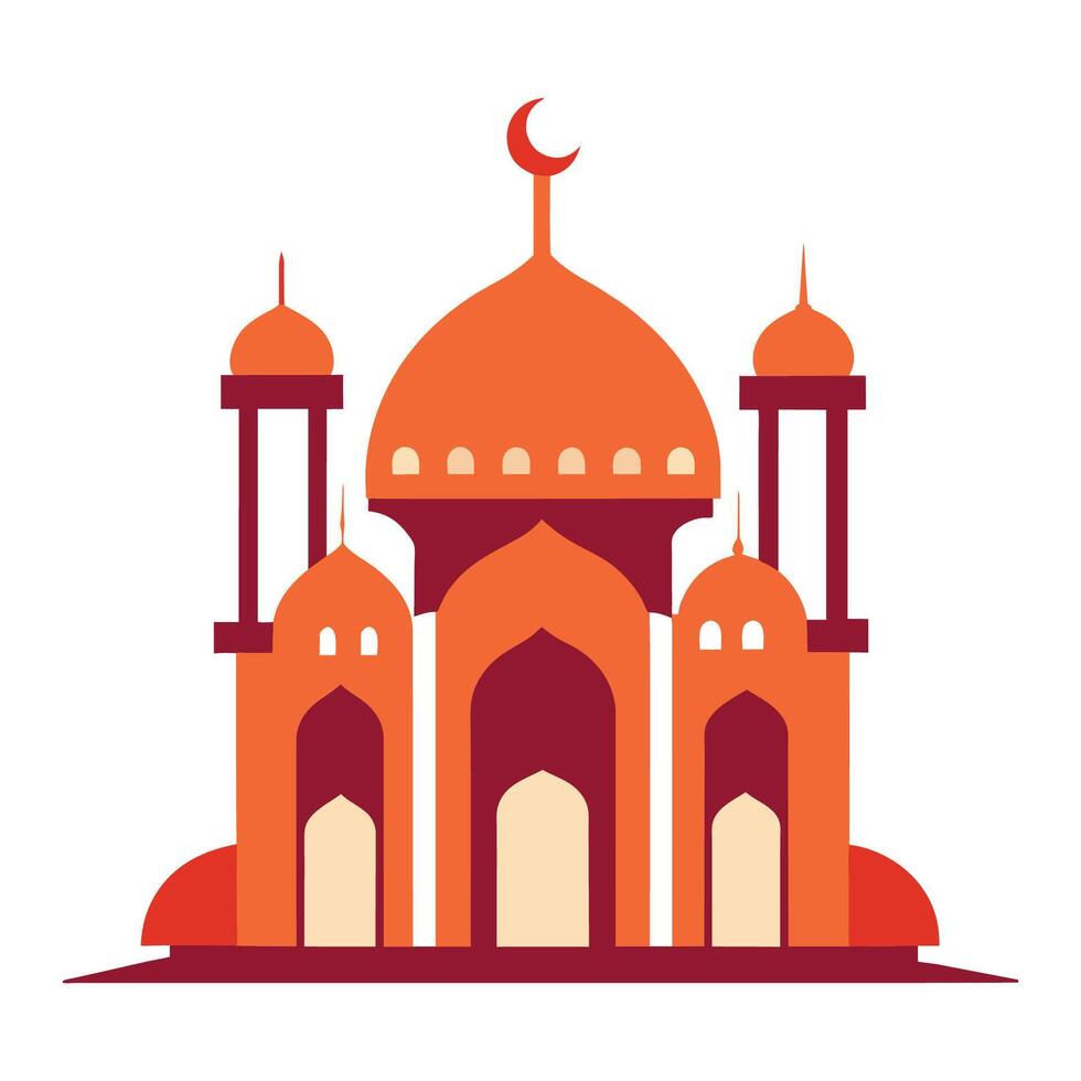 Islamic Mosque Silhouette with Gradient Color. Ramadan Kareem Mosque on White Background vector