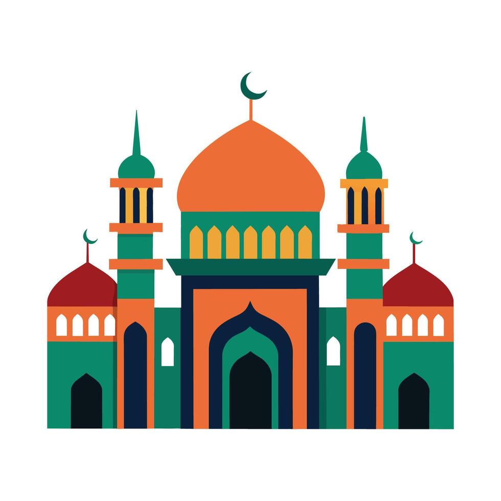 Islamic Mosque Silhouette with Gradient Color. Ramadan Kareem Mosque on White Background vector